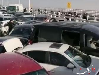 فیلم/ تصادف زنجیرهای بیش از ۲۰۰ خودرو