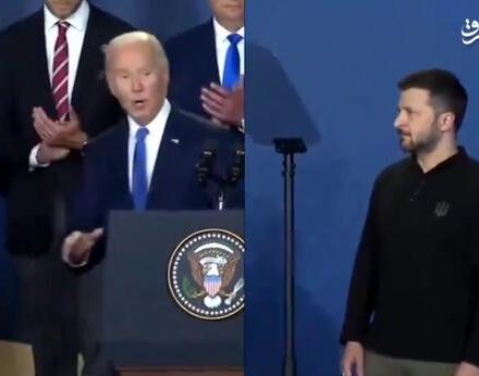 فیلم/ چهره زلنسکی هنگام شنیدن گاف بایدن