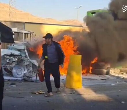 فیلم/ تصادف زنجیرهای و انفجار پراید در ایلام